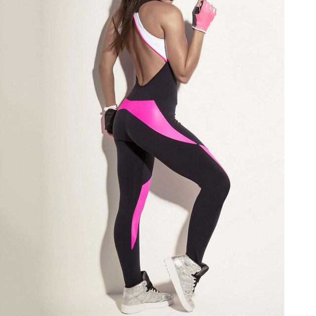 Daddy Chen Vrouwen Jumpsuit Fitness Backless Black Long Bodysuit Sport Gym See-Through Mesh Jumpsuits Yoga Pants Combinaison