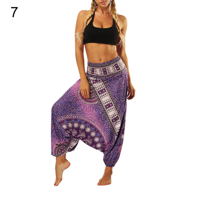 Boho Women Aladdin Harem Pants Belly Dance Yoga Hippie Wide Leg Trousers Slacks
