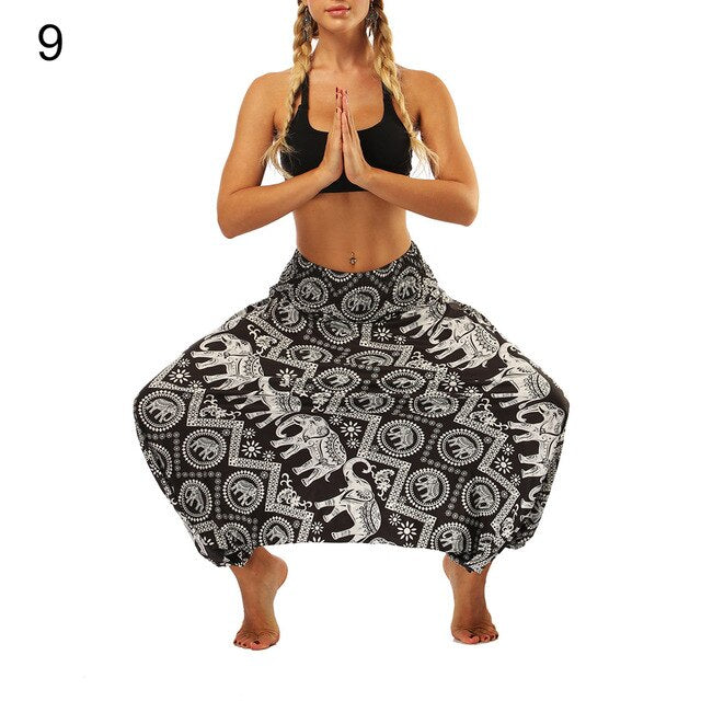Boho Women Aladdin Harem Pants Belly Dance Yoga Hippie Wide Leg Trousers Slacks