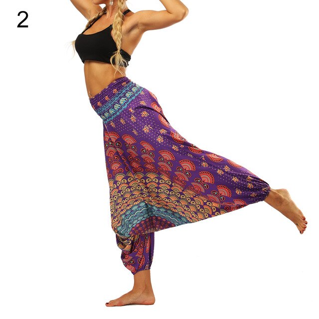 Boho Women Aladdin Harem Pants Belly Dance Yoga Hippie Wide Leg Trousers Slacks