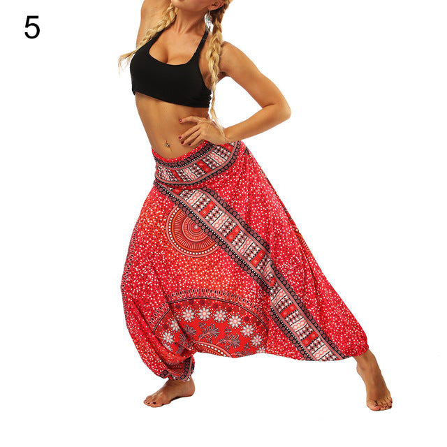 Boho Women Aladdin Harem Pants Belly Dance Yoga Hippie Wide Leg Trousers Slacks
