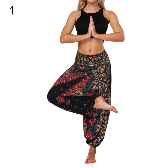 Boho Women Aladdin Harem Pants Belly Dance Yoga Hippie Wide Leg Trousers Slacks